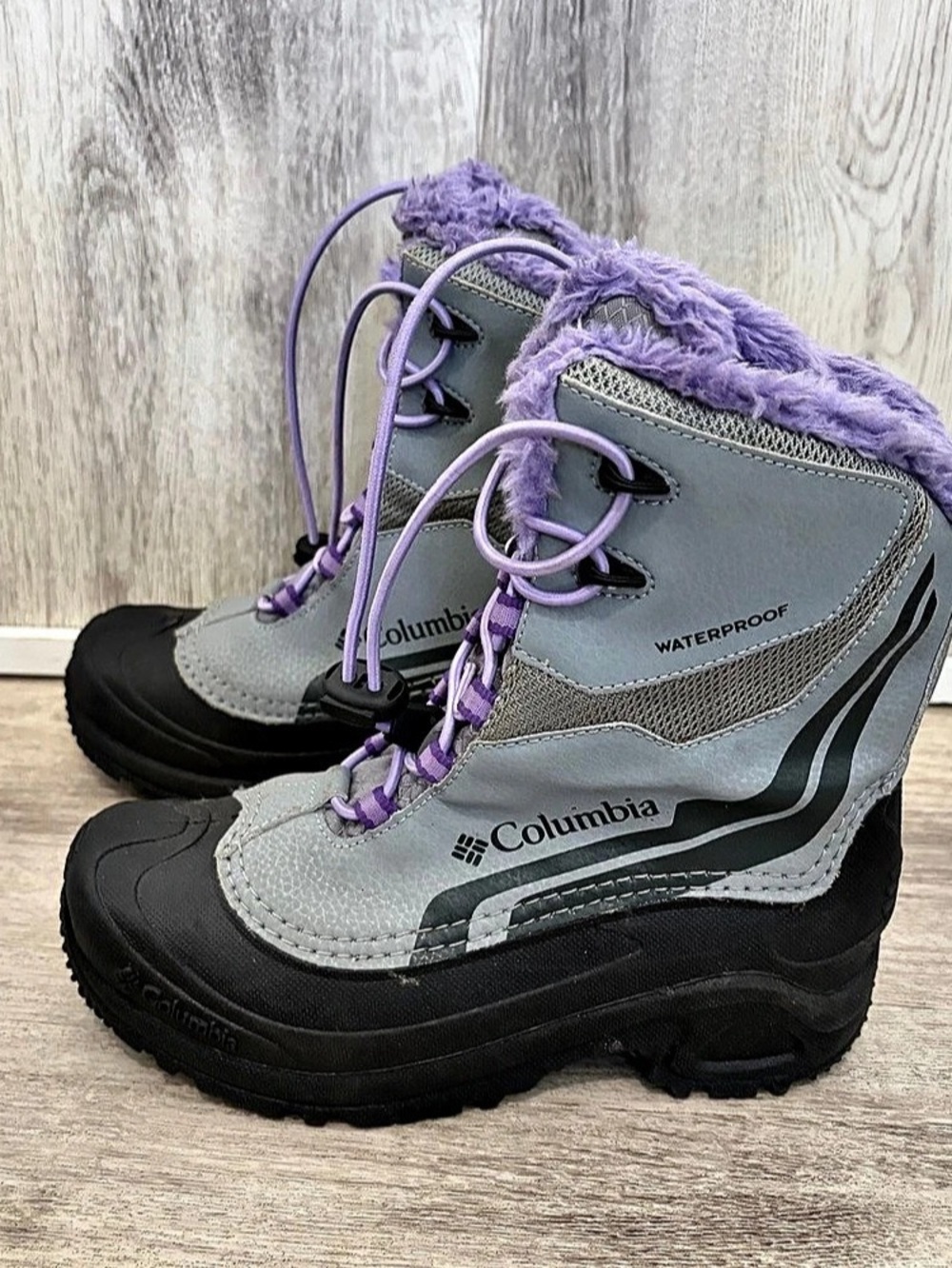 Columbia Bugaboot Snow Boots Plus IV Purple Youth Girls Size 4 Omni-Heat